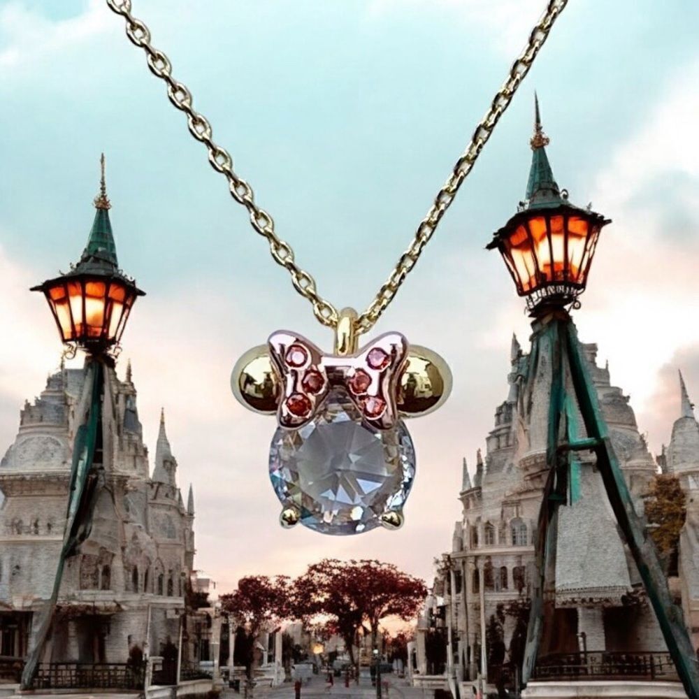 NWT New Kate Spade NY x Disney Collab Minnie Mouse Crystal Mini Pendant Necklace